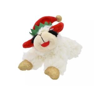 Lamb Chop Small 6 in Plush Dog Toy‎ Holiday Elf Hat Squeaky Crinkle Toss New